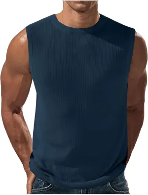 Summer Cotton Tank Tops for Men 2025 Plus Size Solid Colour Sleeveless Shirts Crewneck Quick Dry Athletic Gym Clothes