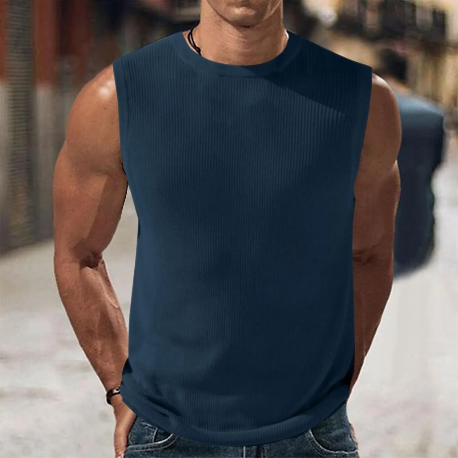Summer Cotton Tank Tops for Men 2025 Plus Size Solid Colour Sleeveless Shirts Crewneck Quick Dry Athletic Gym Clothes