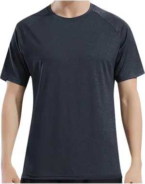 Summer Shirts for Men Mens Summer T-Shirt Running Quick Drying Close Fit Tunic Short Sleeved Round Neck Plain Tops