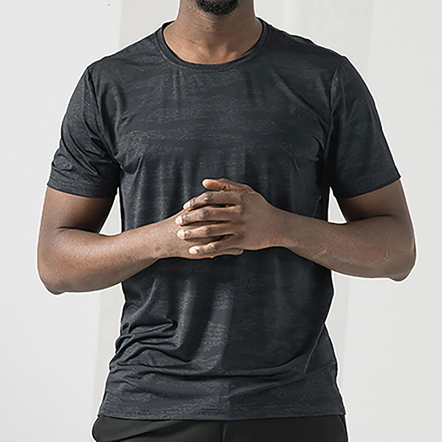 Summer Shirts for Men Mens Summer T-Shirt Running Quick Drying Close Fit Tunic Short Sleeved Round Neck Plain Tops