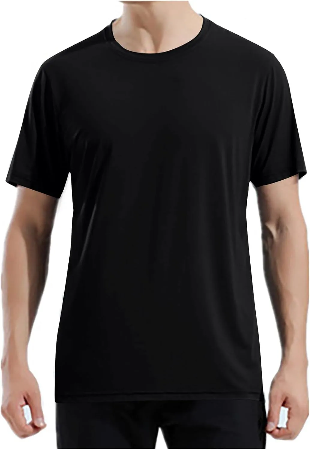 Summer Shirts for Men Mens Summer T-Shirt Running Quick Drying Close Fit Tunic Short Sleeved Round Neck Plain Tops