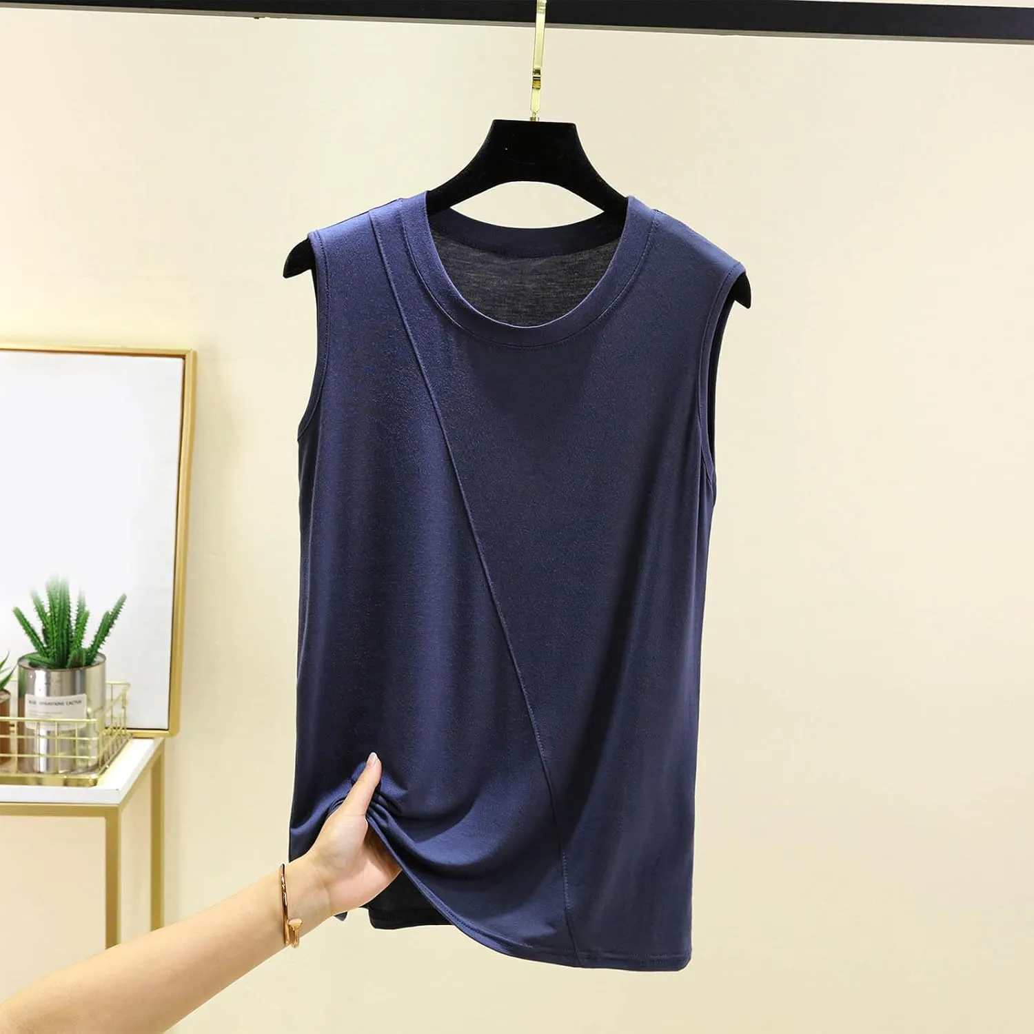 Summer Tank Tops for Women Solid Fashion Crewneck Sleeveless Blouse Casual Loose Fit Athletic Quick Dry Tee Shirts