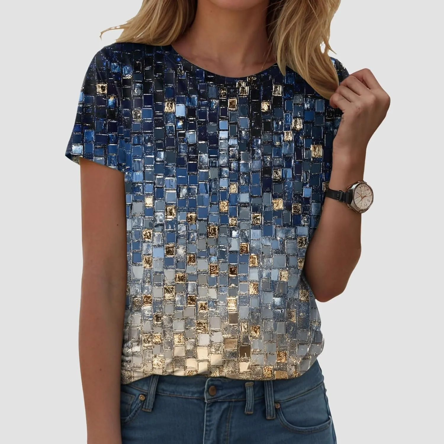 Summer Tops for Women 2025 Trendy Causal T Shirts Short Sleeve Blouses Crewneck Graphic Loose Summer Tops