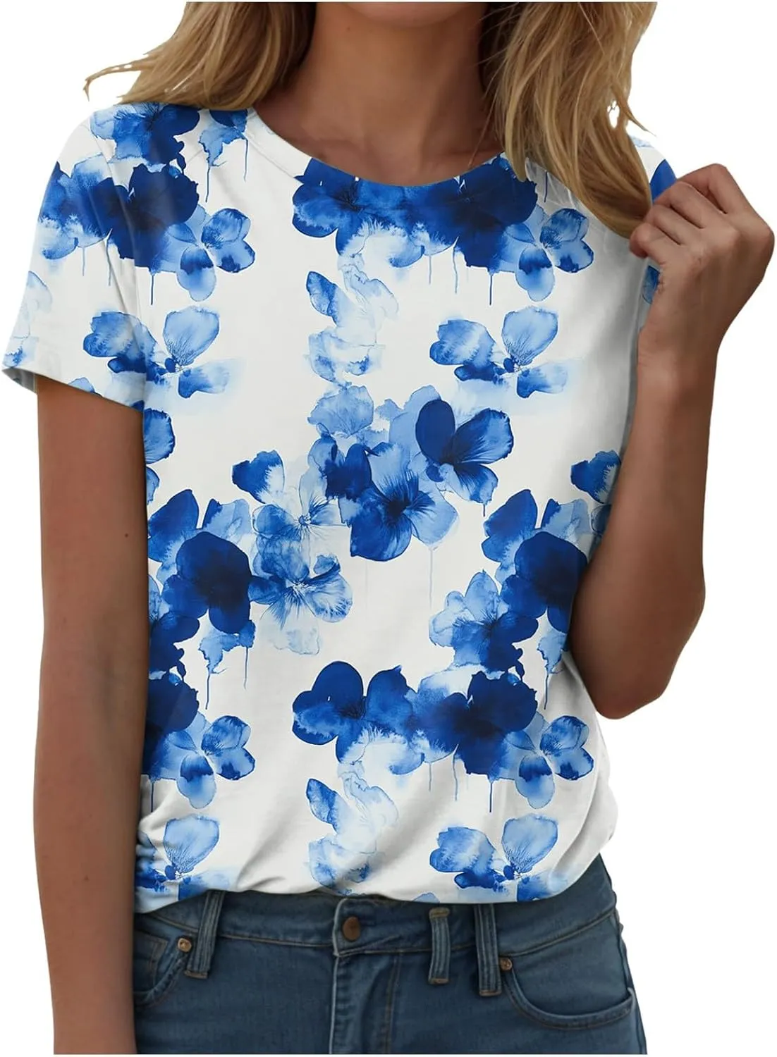 Summer Tops for Women 2025 Trendy Dressy Funny Cute Tshirt Short Sleeve Tunic Crewneck Blouses Vacation