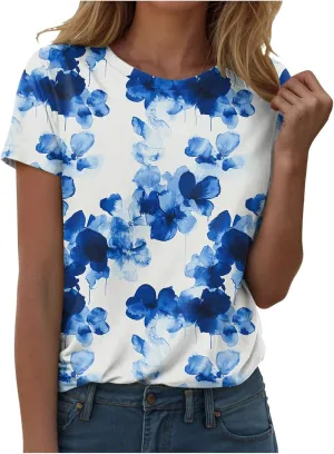 Summer Tops for Women 2025 Trendy Dressy Funny Cute Tshirt Short Sleeve Tunic Crewneck Blouses Vacation