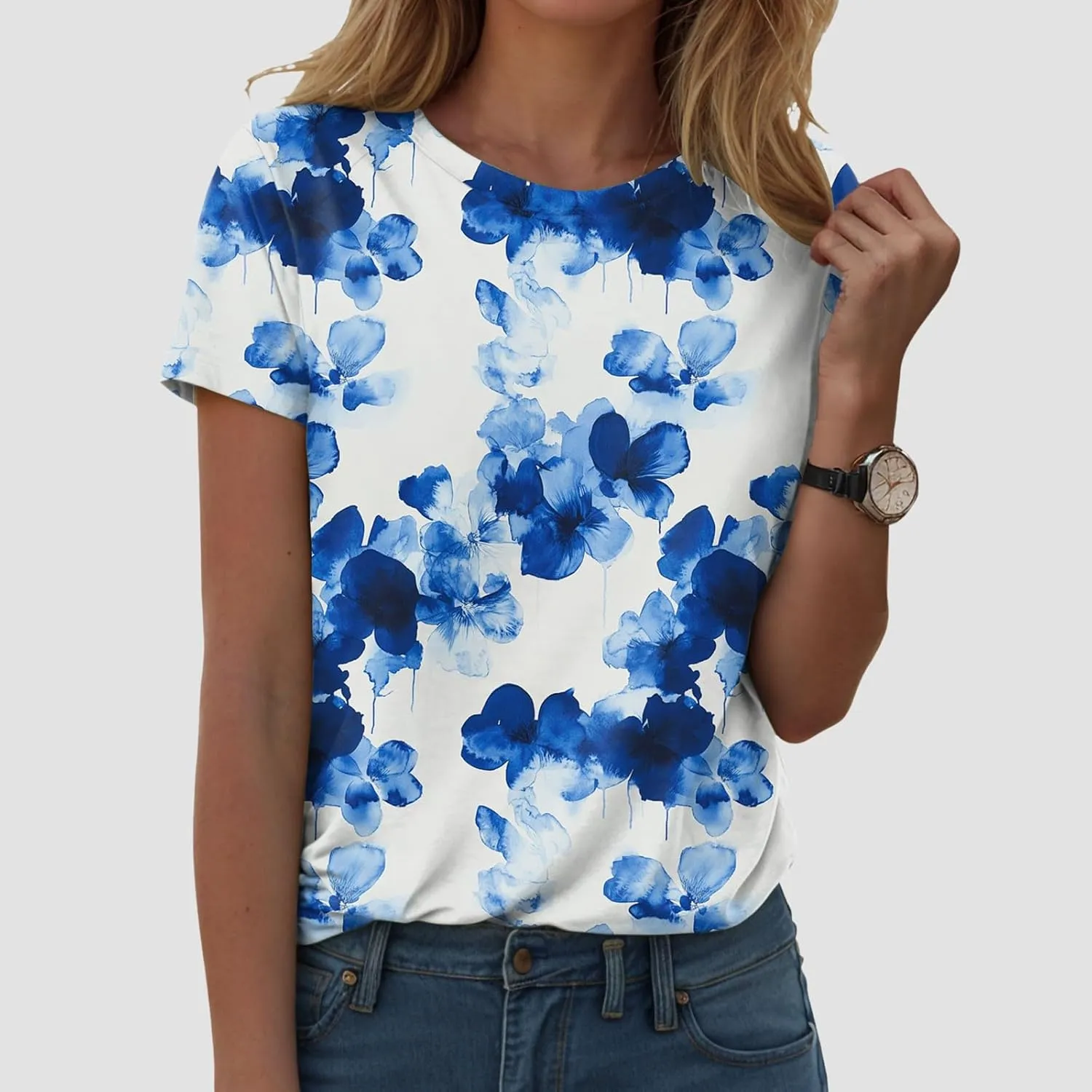 Summer Tops for Women 2025 Trendy Dressy Funny Cute Tshirt Short Sleeve Tunic Crewneck Blouses Vacation