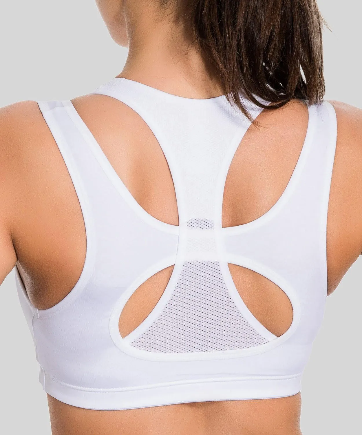 SYROKAN Sports Bras for Women High Support Mesh Full Coverage Racerback Wireless No Bounce Running Bras