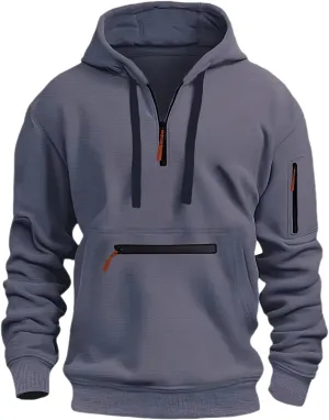 Tactical Hoodies For Men 2024 Oversized Vintage Quarter Zip Long Sleeve Hoodies Trendy Comfy Pullover With Pockets