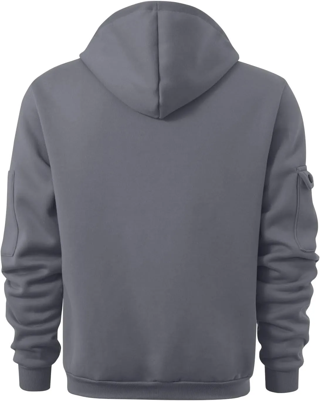 Tactical Hoodies for Men Comfy Quarter Zip Pullover with Multi Pockets Vintage Fleece Drawstring Hooded Sweatshirt