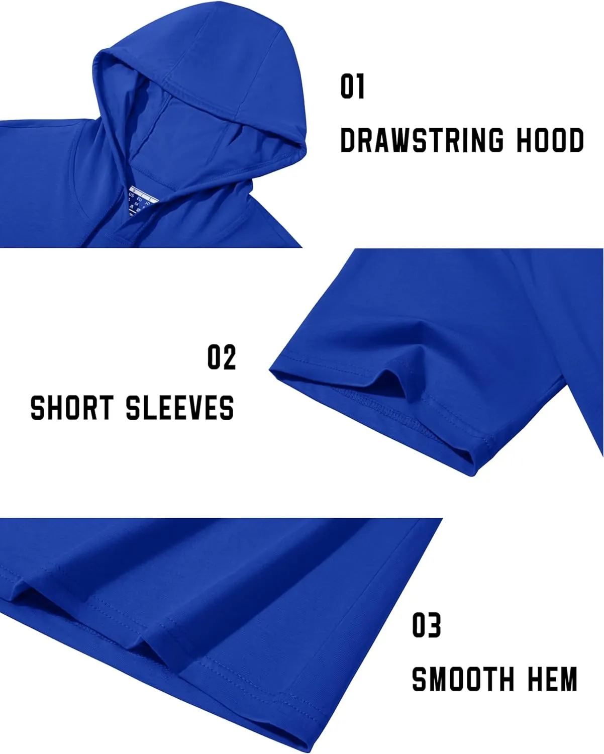 TACVASEN Short Sleeve Hoodies for Men Cotton Hoodies Summer Sweatshirt Lightweight Breathable Workout Shirts Pullover