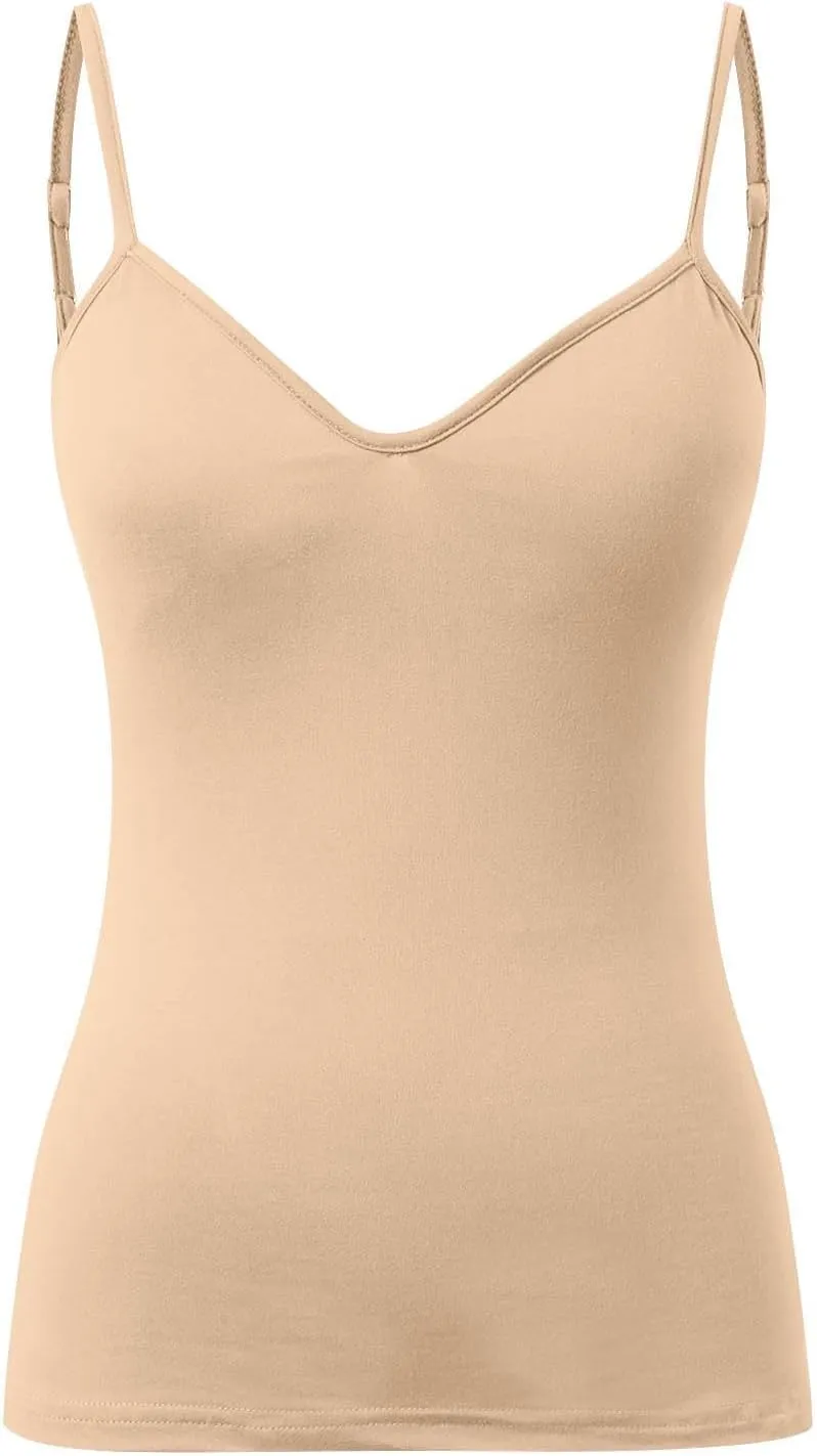 Tank Top for Women Shelf Bra Adjustable Strap Camisole Basic Padded Cotton Cami Shirts