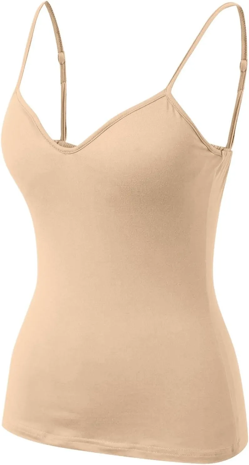 Tank Top for Women Shelf Bra Adjustable Strap Camisole Basic Padded Cotton Cami Shirts