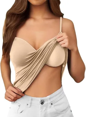Tank Top for Women Shelf Bra Adjustable Strap Camisole Basic Padded Cotton Cami Shirts