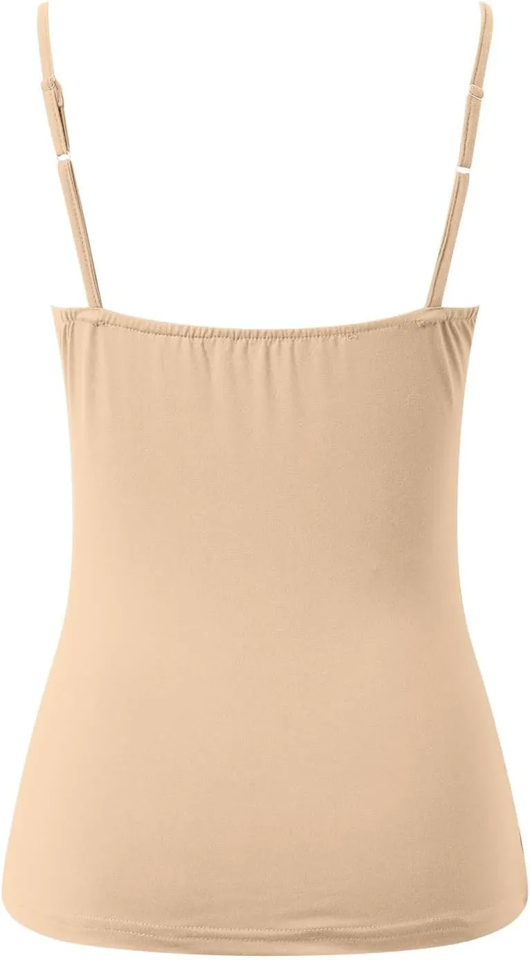 Tank Top for Women Shelf Bra Adjustable Strap Camisole Basic Padded Cotton Cami Shirts