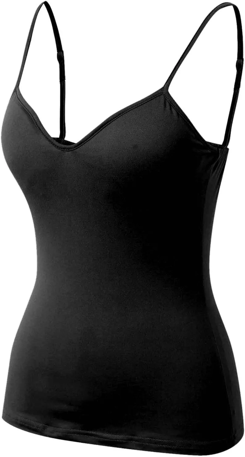 Tank Top for Women Shelf Bra Adjustable Strap Camisole Basic Padded Cotton Cami Shirts