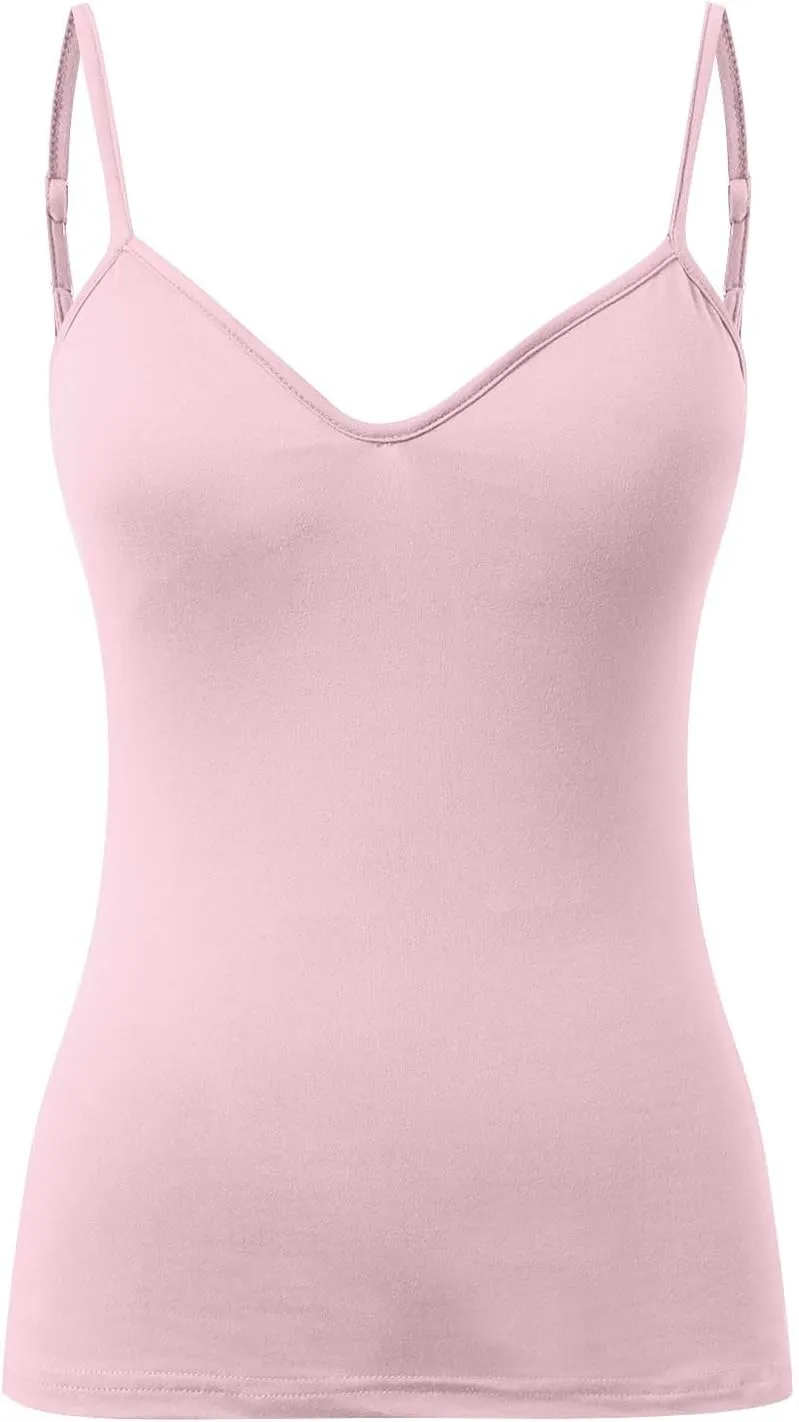 Tank Top for Women Wtih Shelf Bra Spaghetti Straps Camisole Basic Padded Cotton Cami Shirts