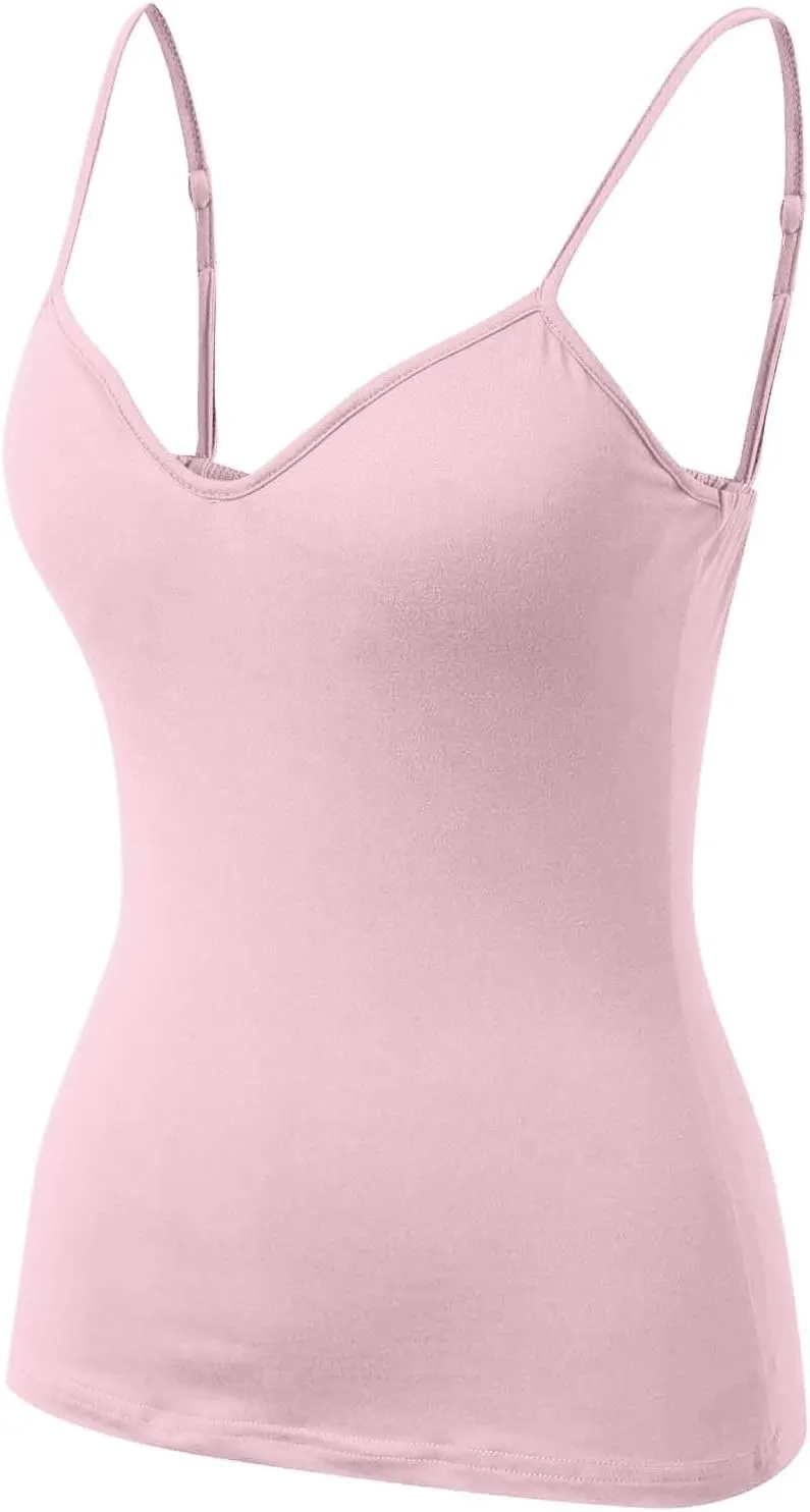 Tank Top for Women Wtih Shelf Bra Spaghetti Straps Camisole Basic Padded Cotton Cami Shirts