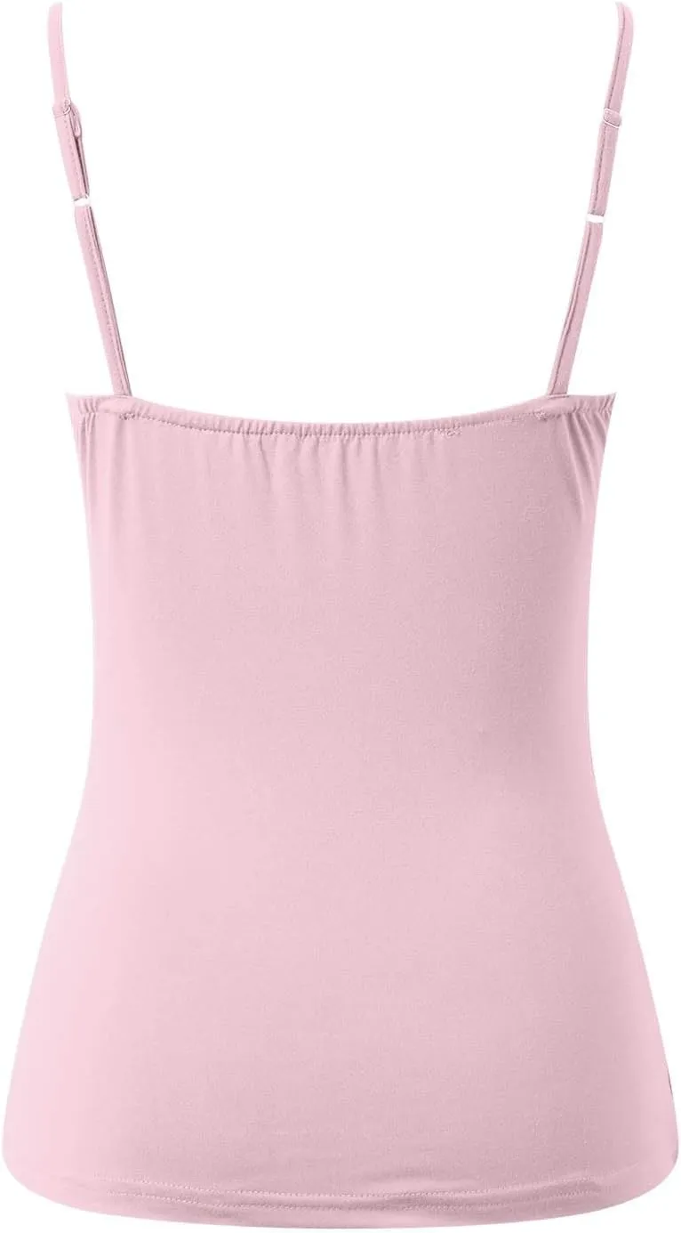 Tank Top for Women Wtih Shelf Bra Spaghetti Straps Camisole Basic Padded Cotton Cami Shirts