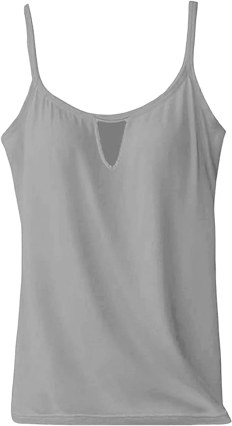 Tank Top with Built in Bra for Women Camisole Tops Casaul Summer Spaghetti Strap Basic Padded Workout Yoga Shirts