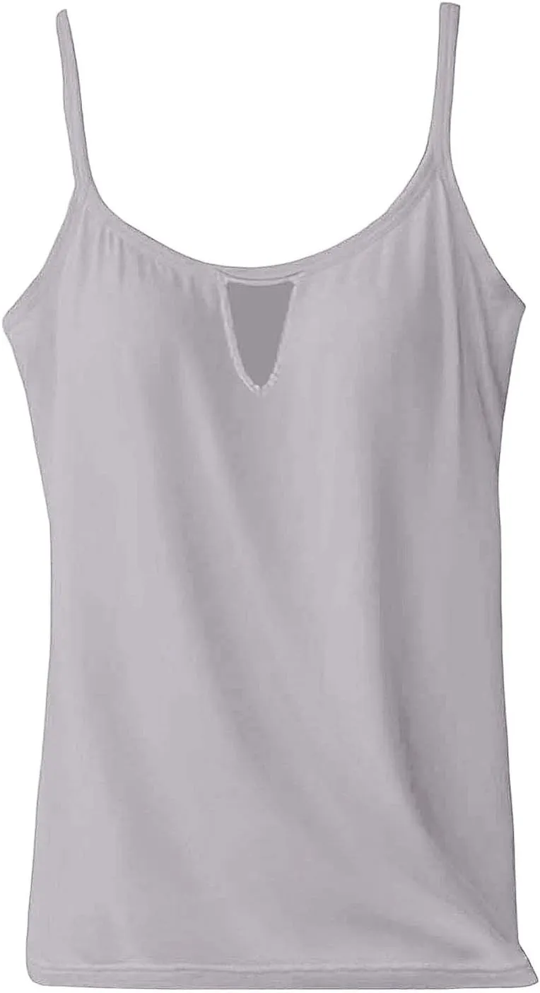Tank Top with Built in Bra for Women Camisole Tops Casaul Summer Spaghetti Strap Basic Padded Workout Yoga Shirts