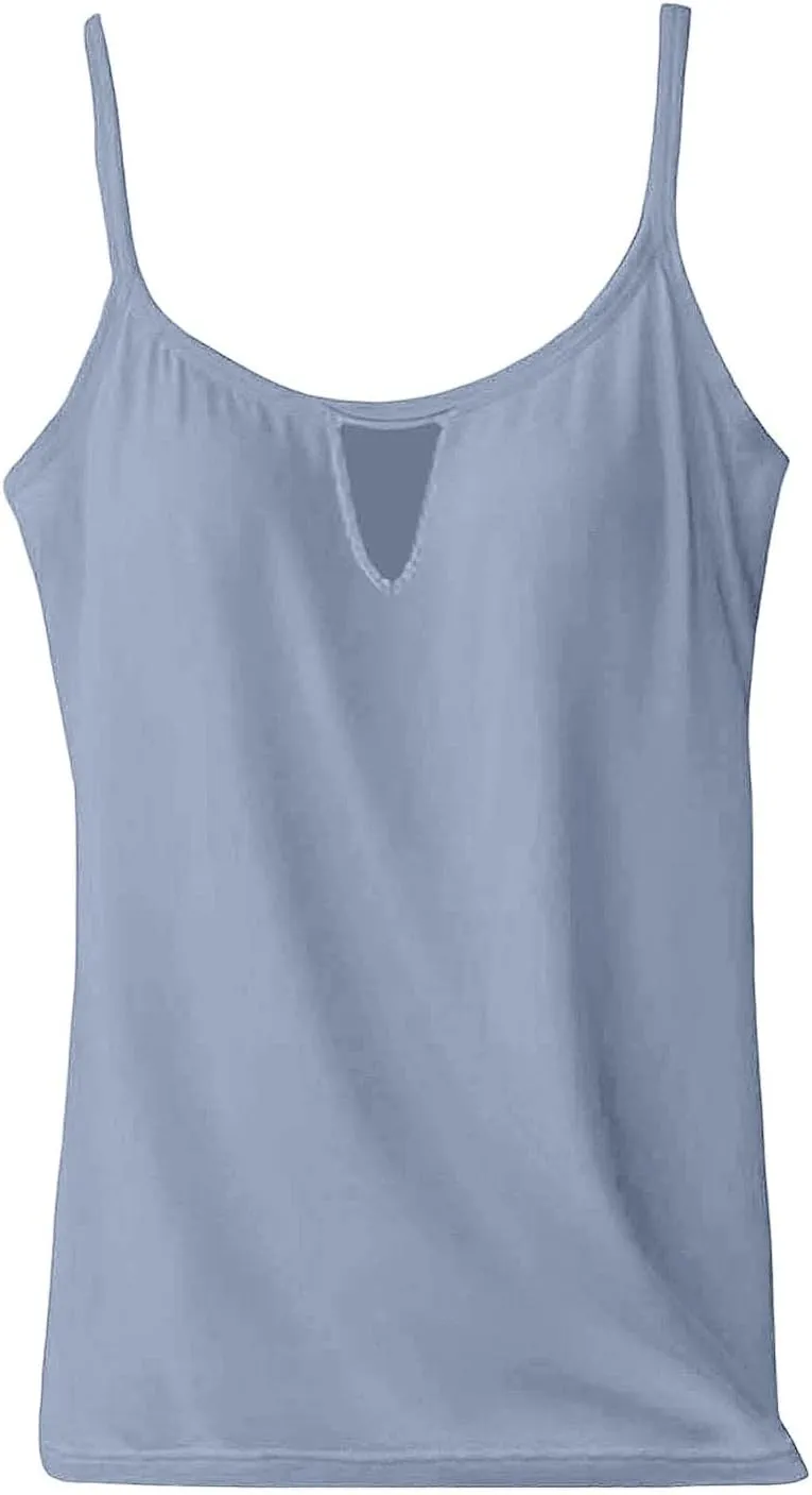 Tank Top with Built in Bra for Women Camisole Tops Casaul Summer Spaghetti Strap Basic Padded Workout Yoga Shirts
