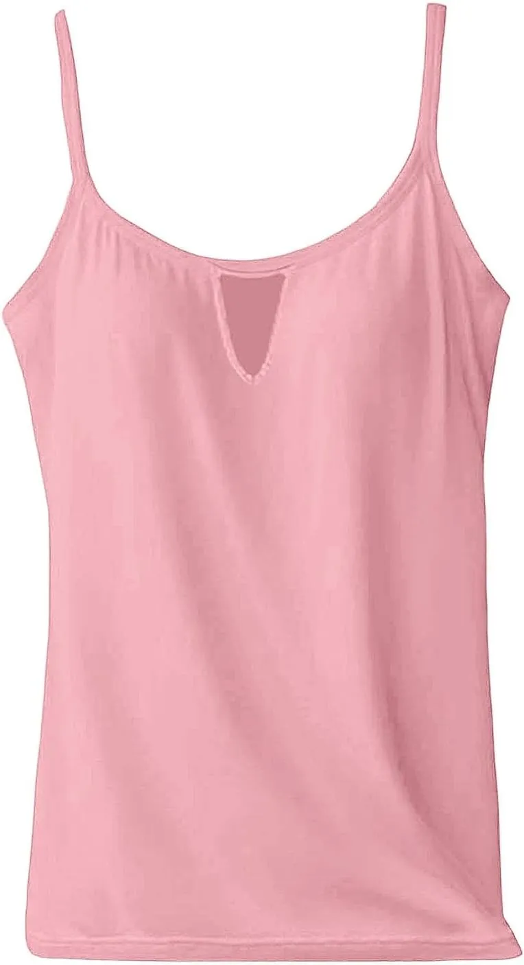 Tank Top with Built in Bra for Women Camisole Tops Casaul Summer Spaghetti Strap Basic Padded Workout Yoga Shirts