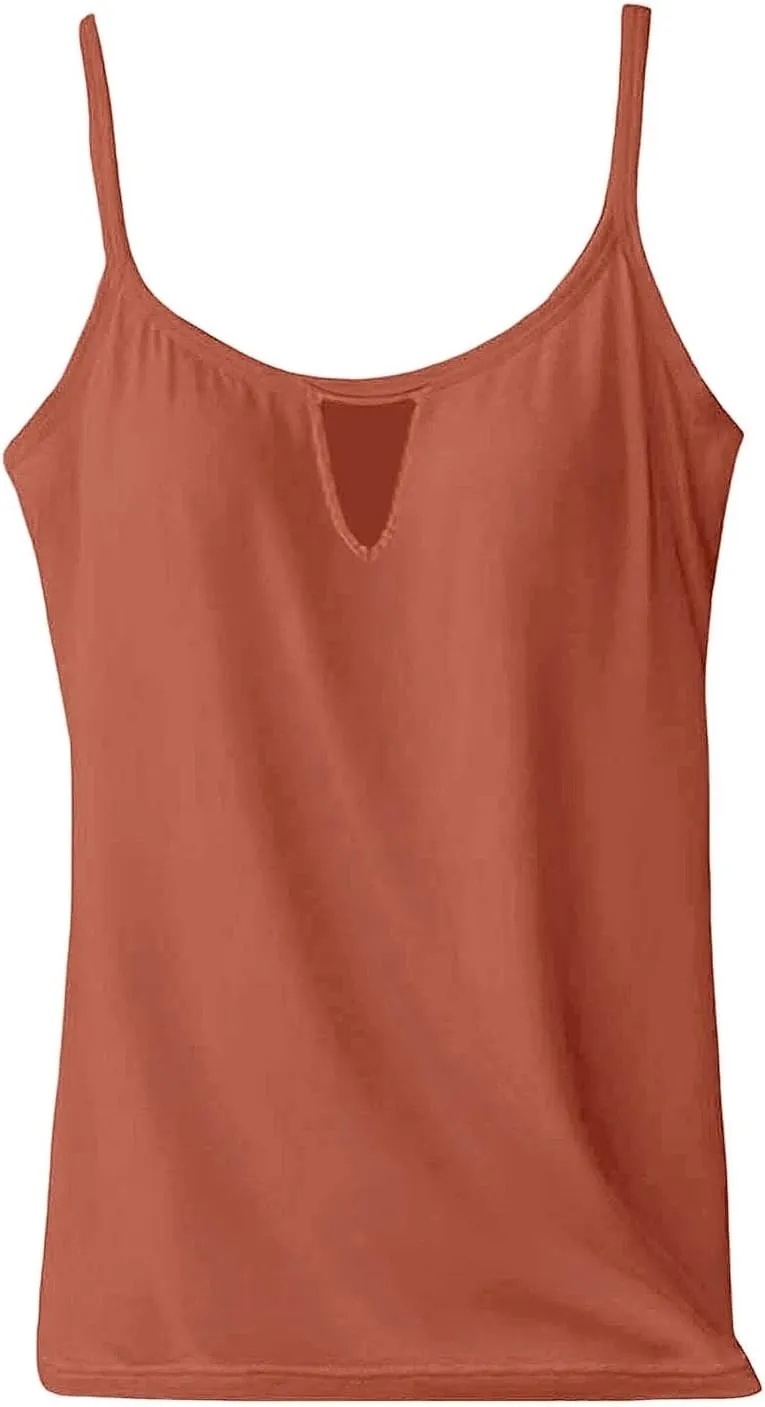 Tank Top with Built in Bra for Women Camisole Tops Casaul Summer Spaghetti Strap Basic Padded Workout Yoga Shirts