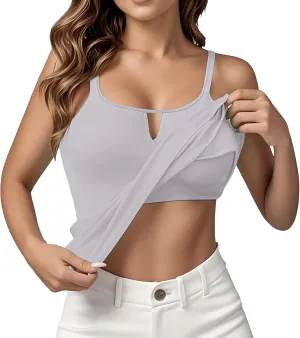 Tank Top with Built in Bra for Women Camisole Tops Casaul Summer Spaghetti Strap Basic Padded Workout Yoga Shirts