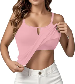 Tank Top with Built in Bra for Women Camisole Tops Casaul Summer Spaghetti Strap Basic Padded Workout Yoga Shirts