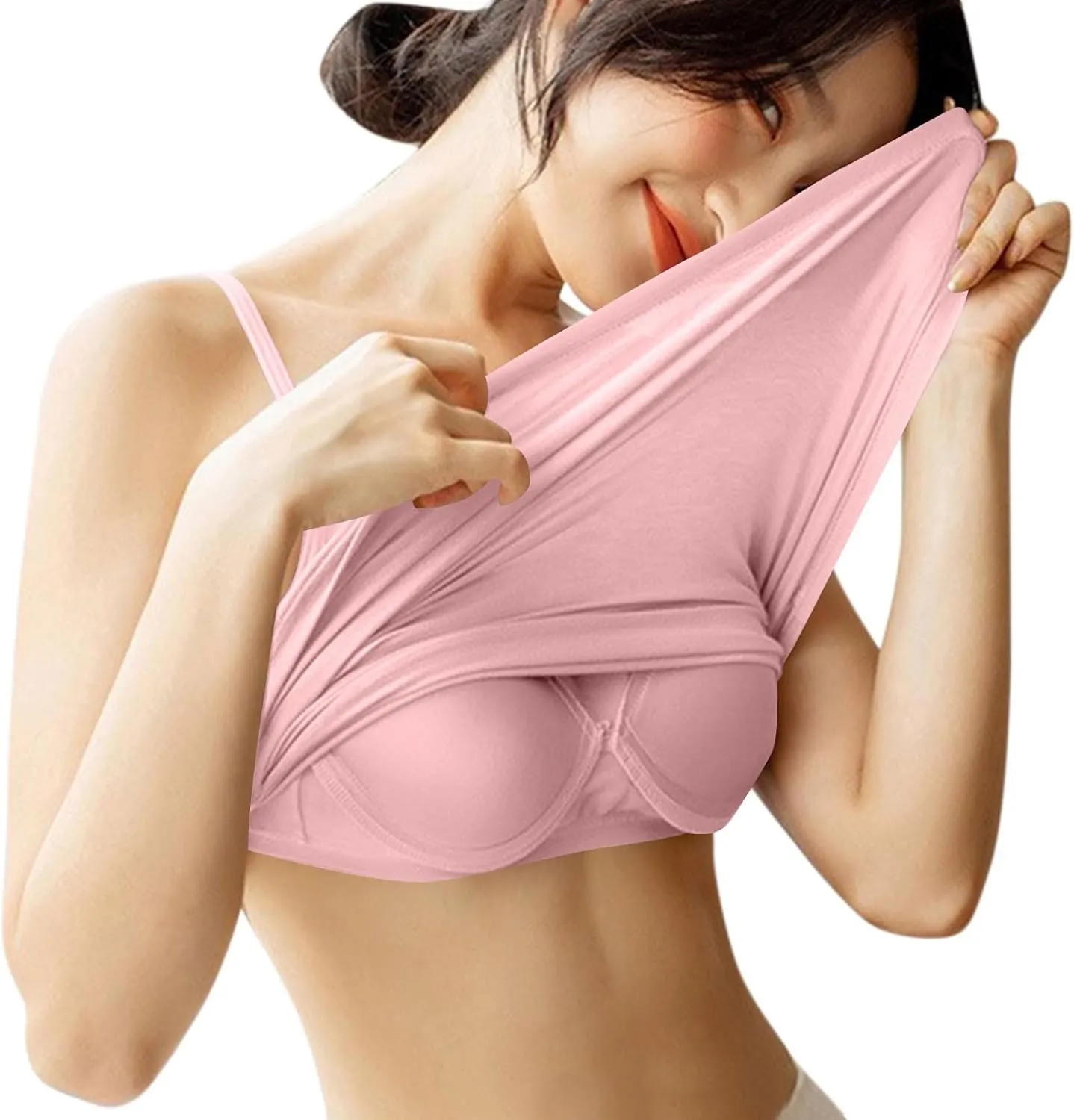 Tank Top with Built in Bra for Women Summer Basic Athletic Camisole Adjustable Spaghetti Straps Workout Tops