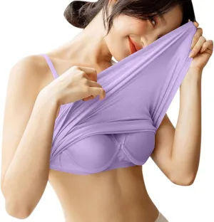 Tank Top with Built in Bra for Women Summer Basic Athletic Camisole Adjustable Spaghetti Straps Workout Tops