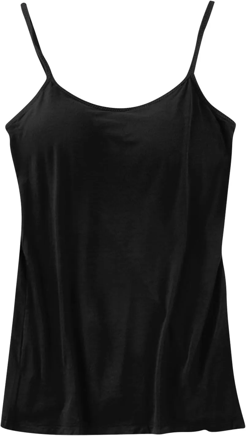 Tank Top with Built in Bra for Women Summer Basic Athletic Camisole Adjustable Spaghetti Straps Workout Tops