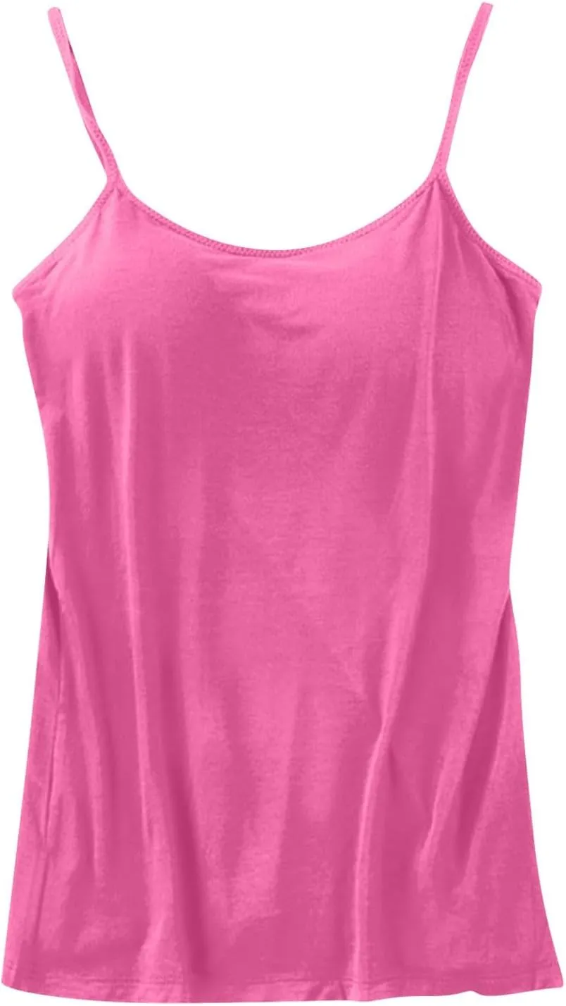 Tank Top with Built in Bra for Women Summer Basic Athletic Camisole Adjustable Spaghetti Straps Workout Tops