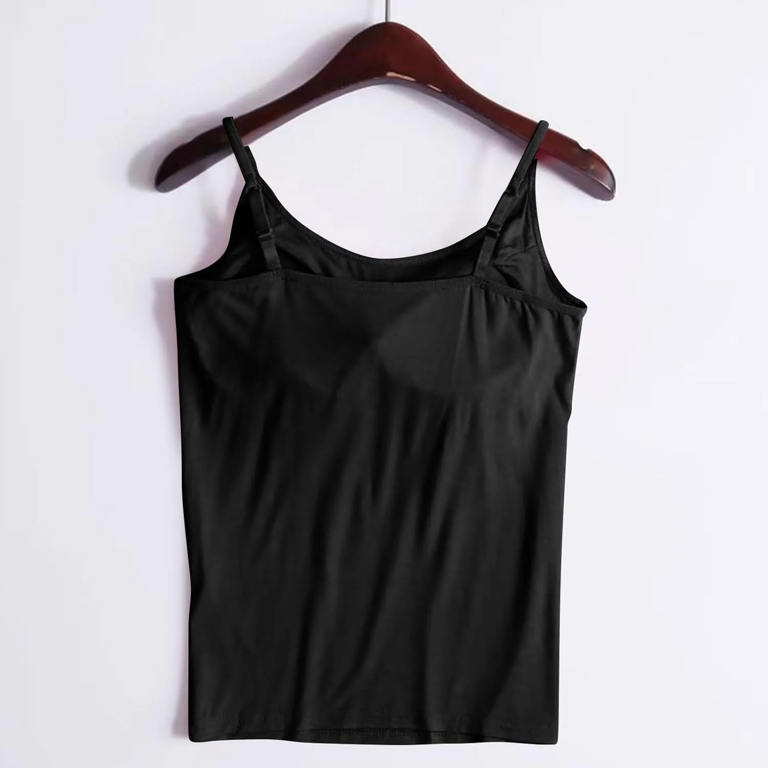 Tank Top with Built in Bra for Women Summer Basic Athletic Camisole Adjustable Spaghetti Straps Workout Tops