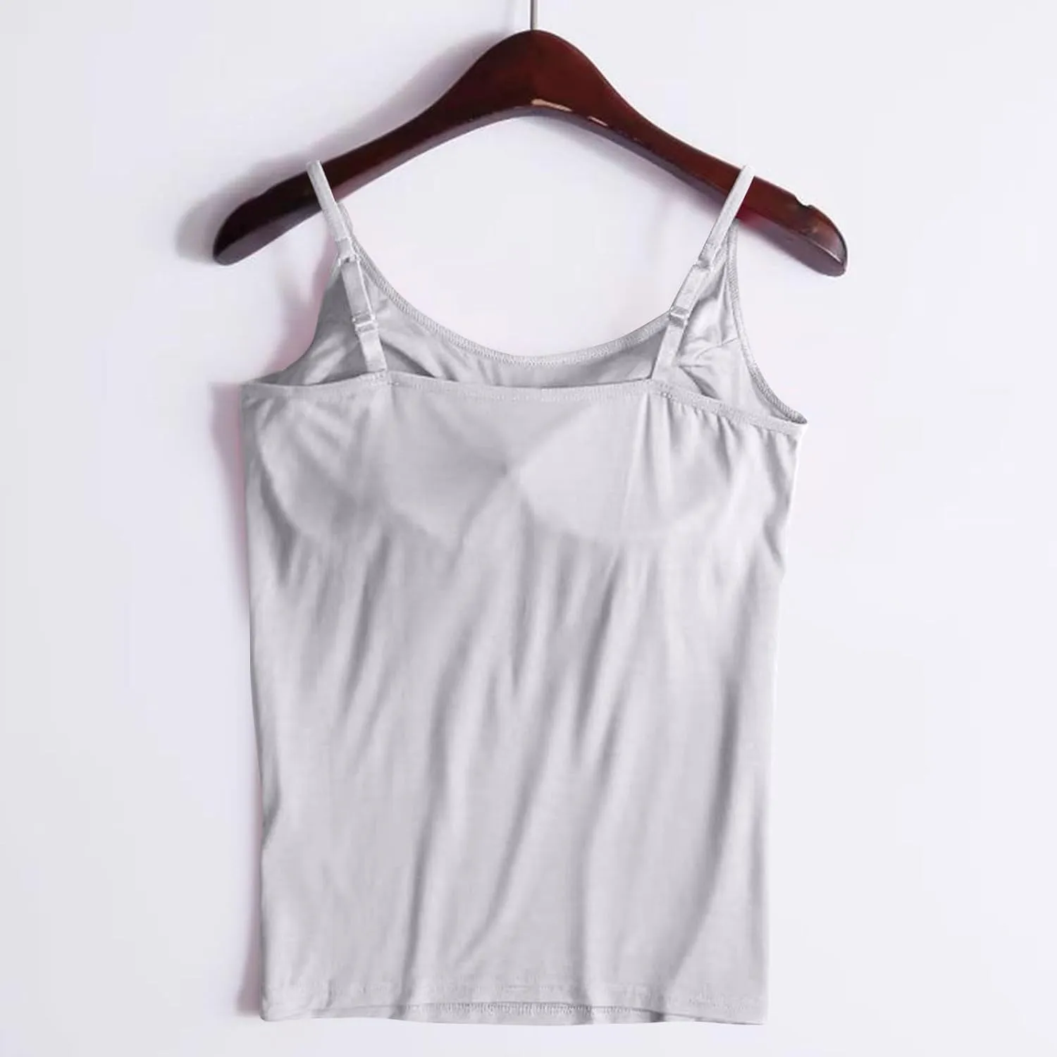 Tank Top with Built in Bra for Women Summer Basic Lingerie Camisole Adjustable Spaghetti Straps Workout Tops