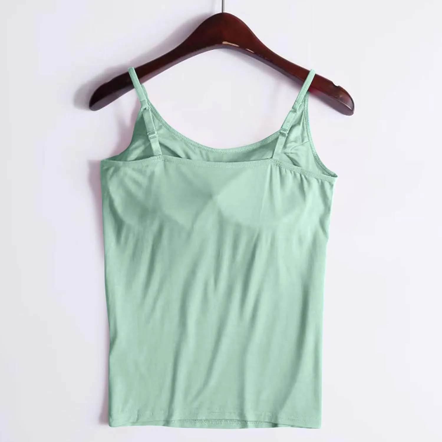 Tank Top with Built in Bra for Women Summer Basic Lingerie Camisole Adjustable Spaghetti Straps Workout Tops