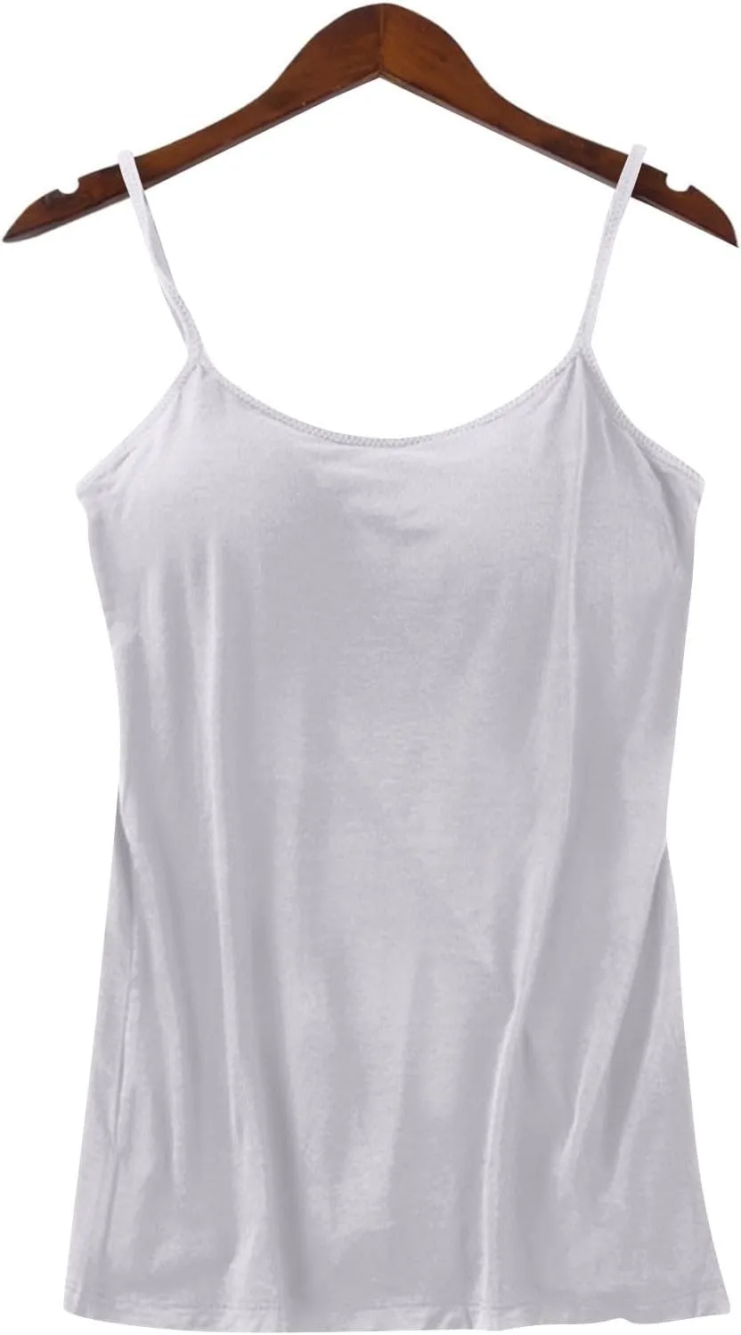 Tank Top with Built in Bra for Women Summer Basic Lingerie Camisole Adjustable Spaghetti Straps Workout Tops