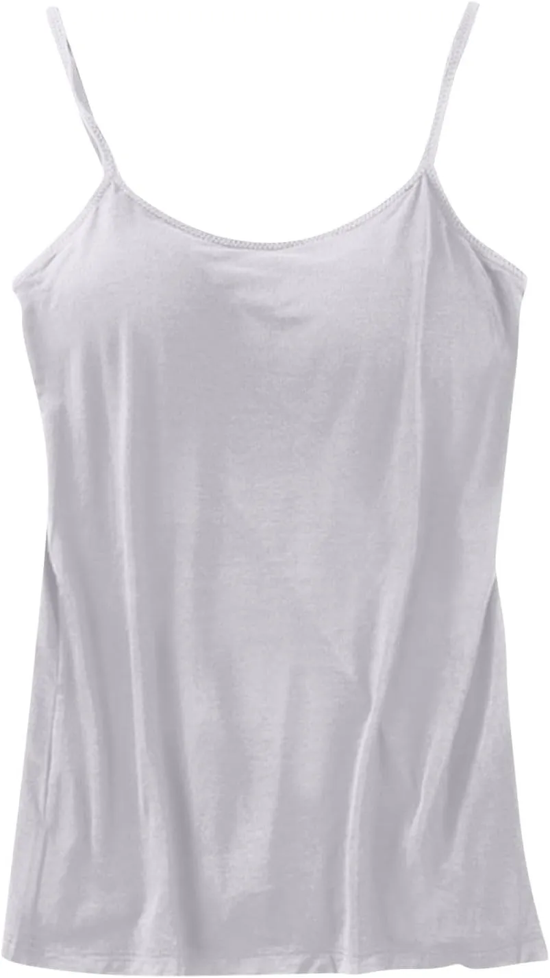 Tank Top with Built in Bra for Women Summer Basic Lingerie Camisole Adjustable Spaghetti Straps Workout Tops