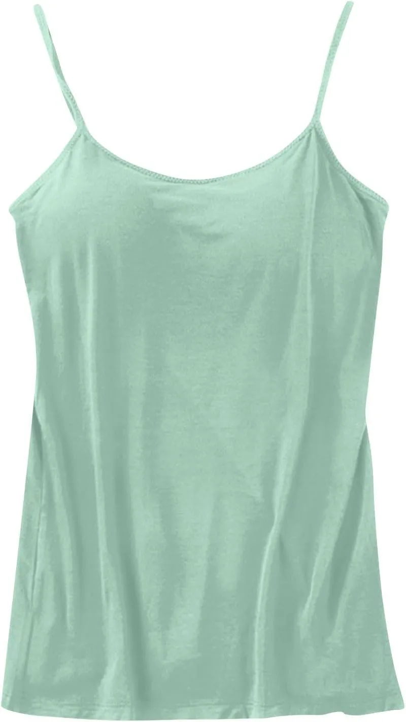 Tank Top with Built in Bra for Women Summer Basic Lingerie Camisole Adjustable Spaghetti Straps Workout Tops