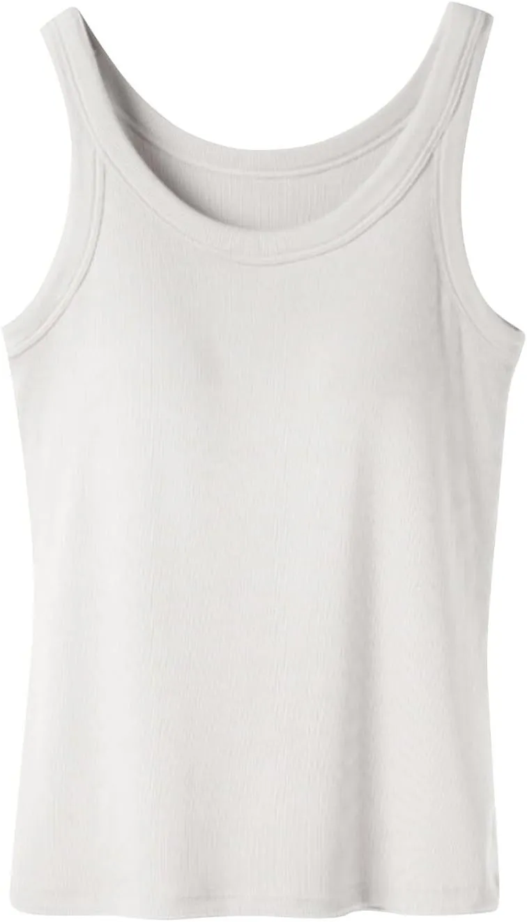 Tank Tops for Women 2025 Bulit in Bra Cotton Summer Workout Yoga Tops Slim Fit Ribbed Sleeveless Basic Tee Camisole