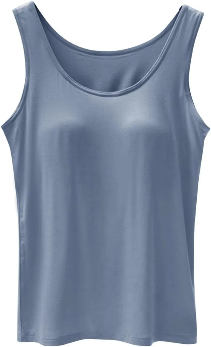 Tank Tops for Women Built With Chest Pads Five Fingers Cotton Shelf Bra Fitness Tanks Layering Workout Undershirts