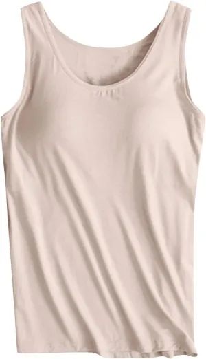 Tank Tops with Built in Bra Padded 2024 Comfy Solid Color Sleeveless Tops Workout Gym Shirt