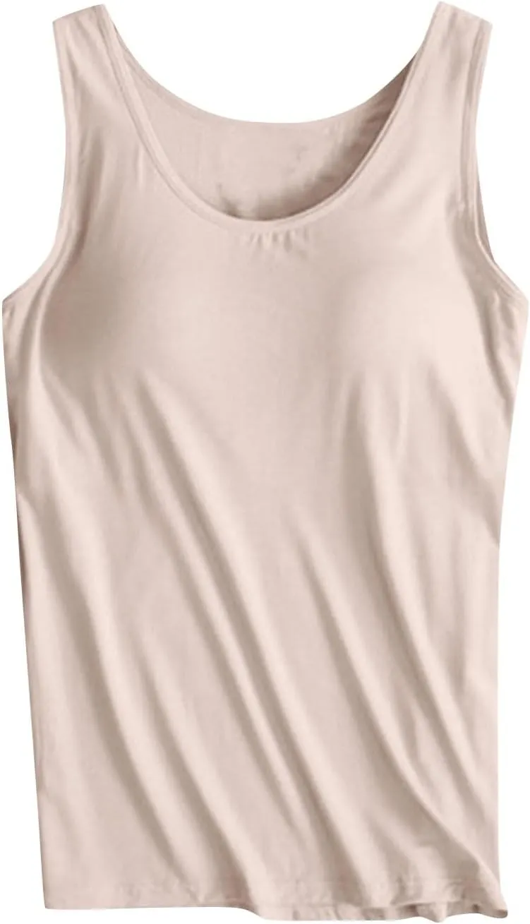 Tank Tops with Built in Bra Padded 2024 Comfy Solid Color Sleeveless Tops Workout Gym Shirt
