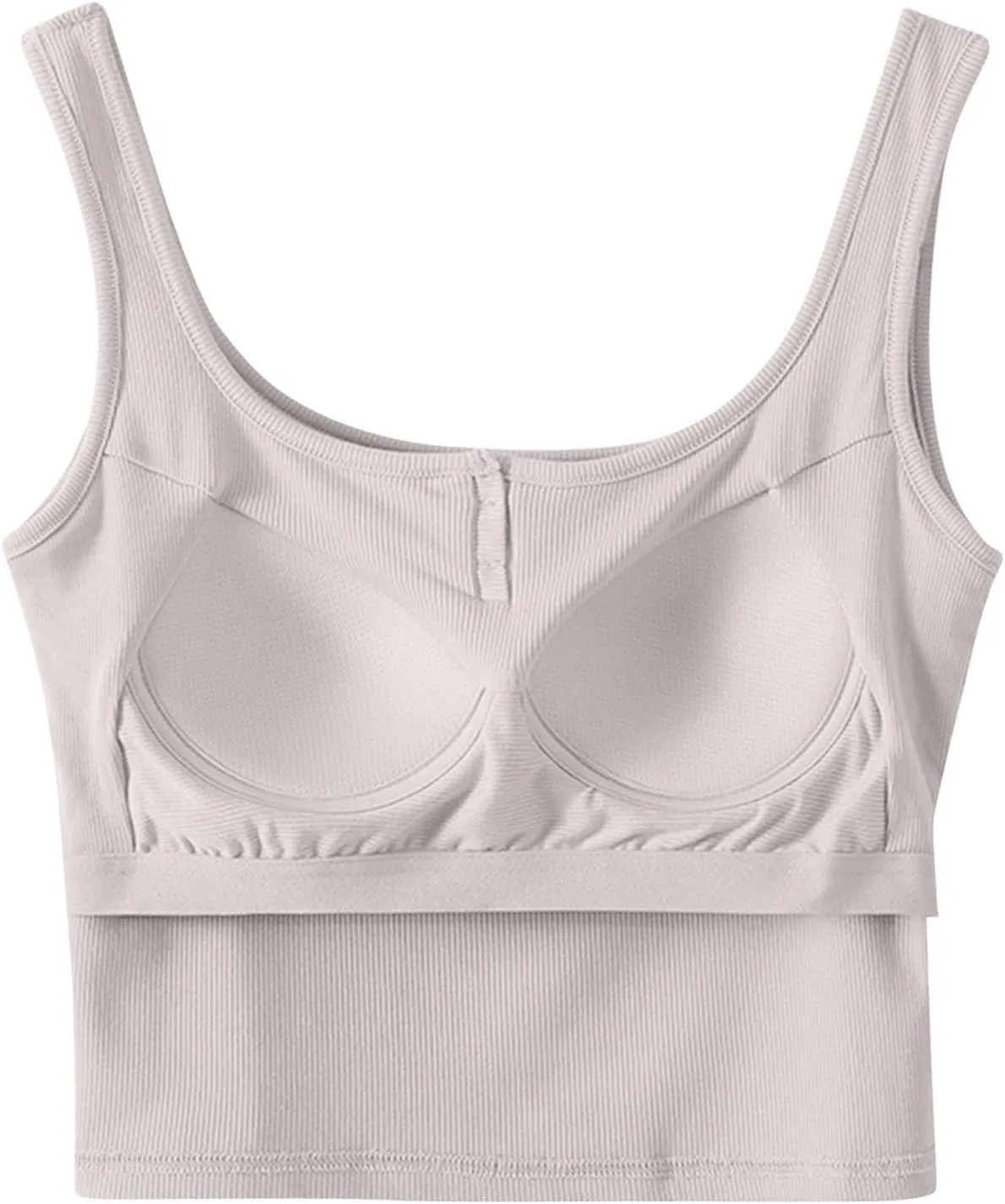 Tank Tops with Built in Bras for Women Button Slim Fit Camisole Undershirts Summer Running Shelf Bra Basic Tank Tops