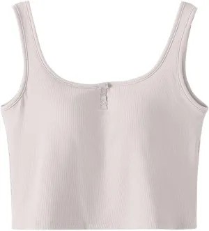 Tank Tops with Built in Bras for Women Button Slim Fit Camisole Undershirts Summer Running Shelf Bra Basic Tank Tops