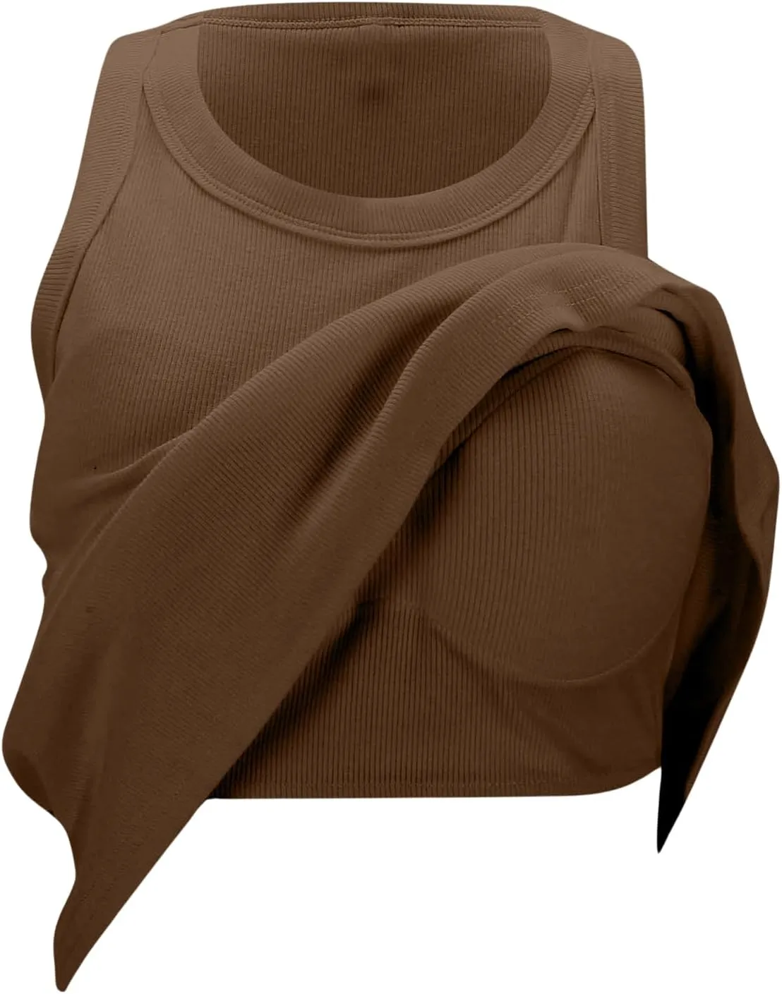 Tank Tops with Built in Bras Round Neck Ribbed Tank Top with Bra Pads Loose Casual Workout Tank Tops for Women
