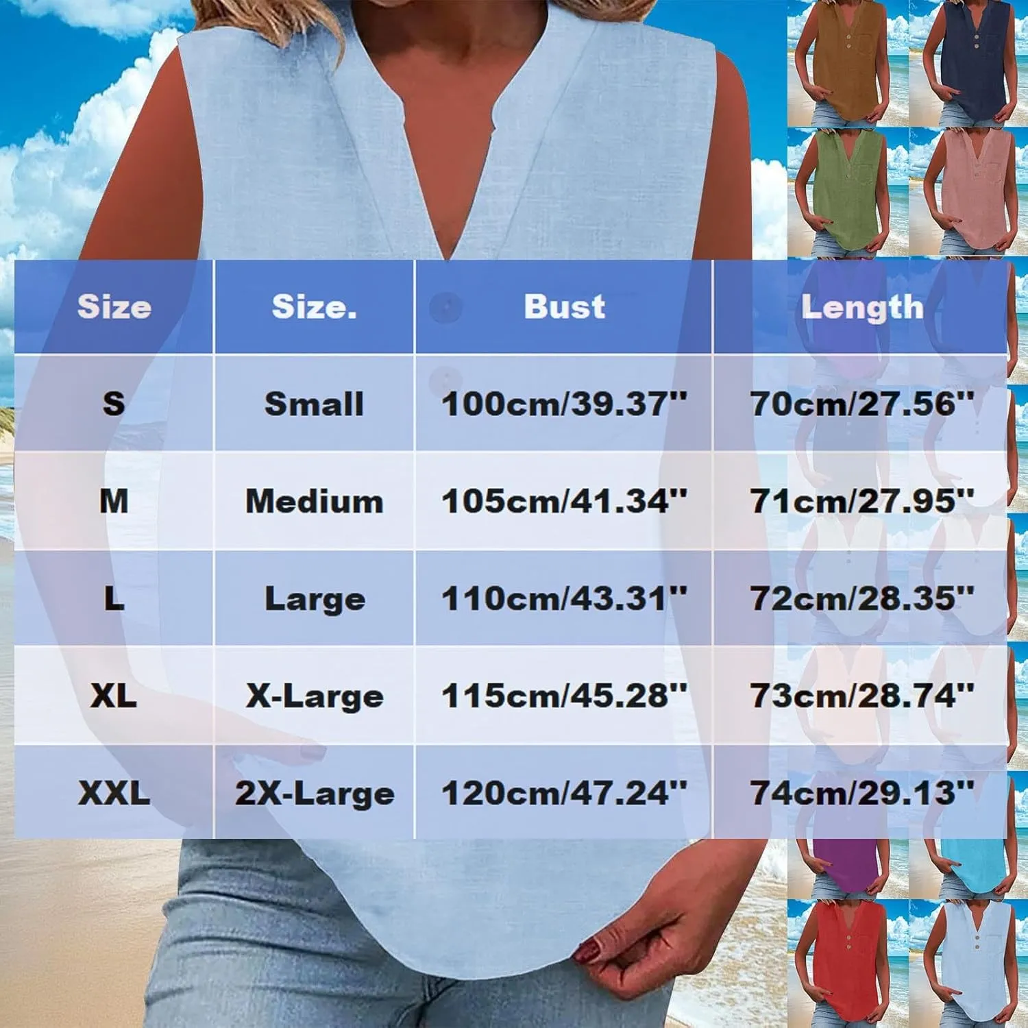 TARIENDY Tank Top for Women Loose Fit V Neck Sleeveless Shirts Trendy 2025 Button Down Beach Vacation Outfits with Pocket