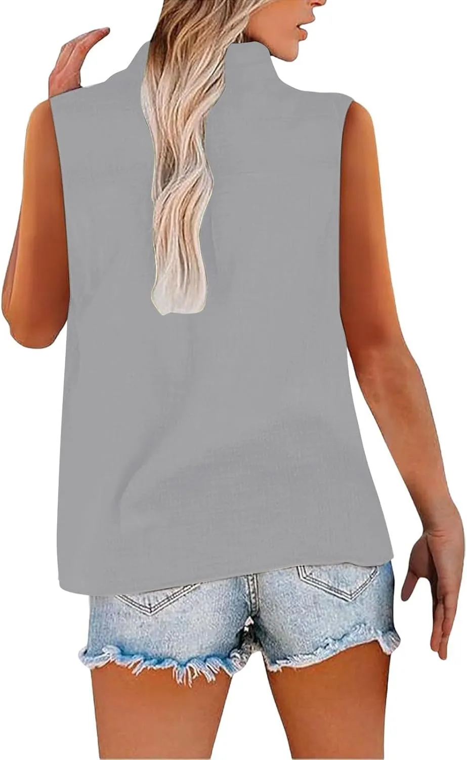 TARIENDY Tank Top for Women Loose Fit V Neck Sleeveless Shirts Trendy 2025 Button Down Beach Vacation Outfits with Pocket