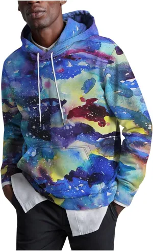 Tie Dye Hoodies For Men Novelty Hood Pullover Plus Size Printed Sweatshirts With Pocket Hoodies For Men Sweatshirt