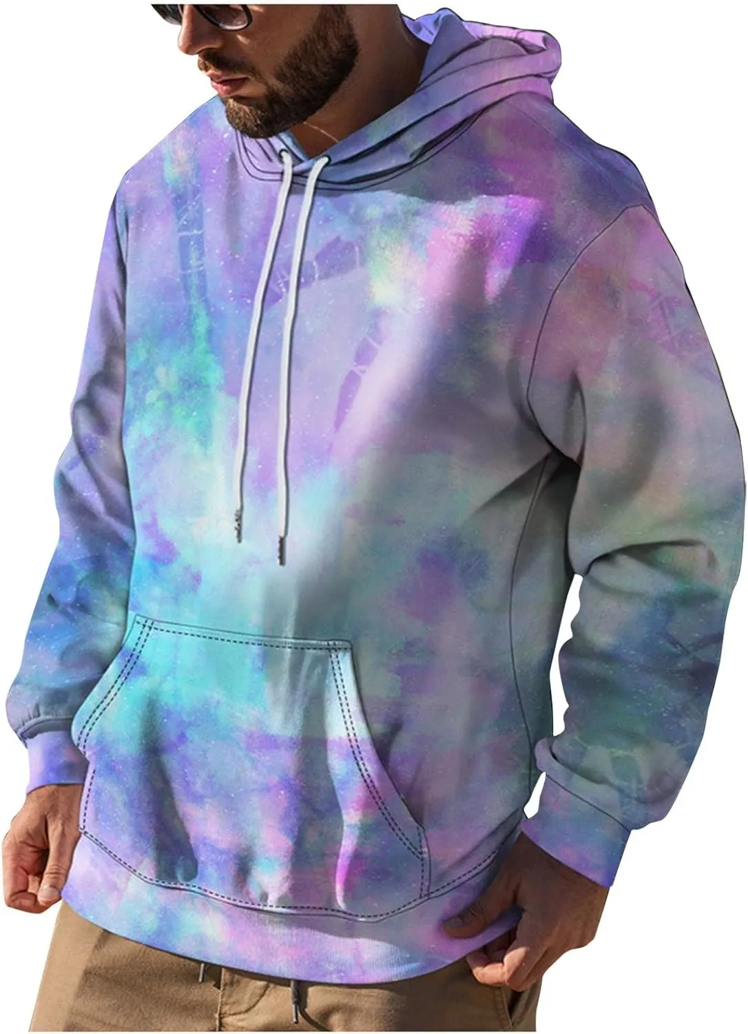 Tie Dye Hoodies For Men Novelty Hood Pullover Plus Size Printed Sweatshirts With Pocket Hoodies For Men Sweatshirt